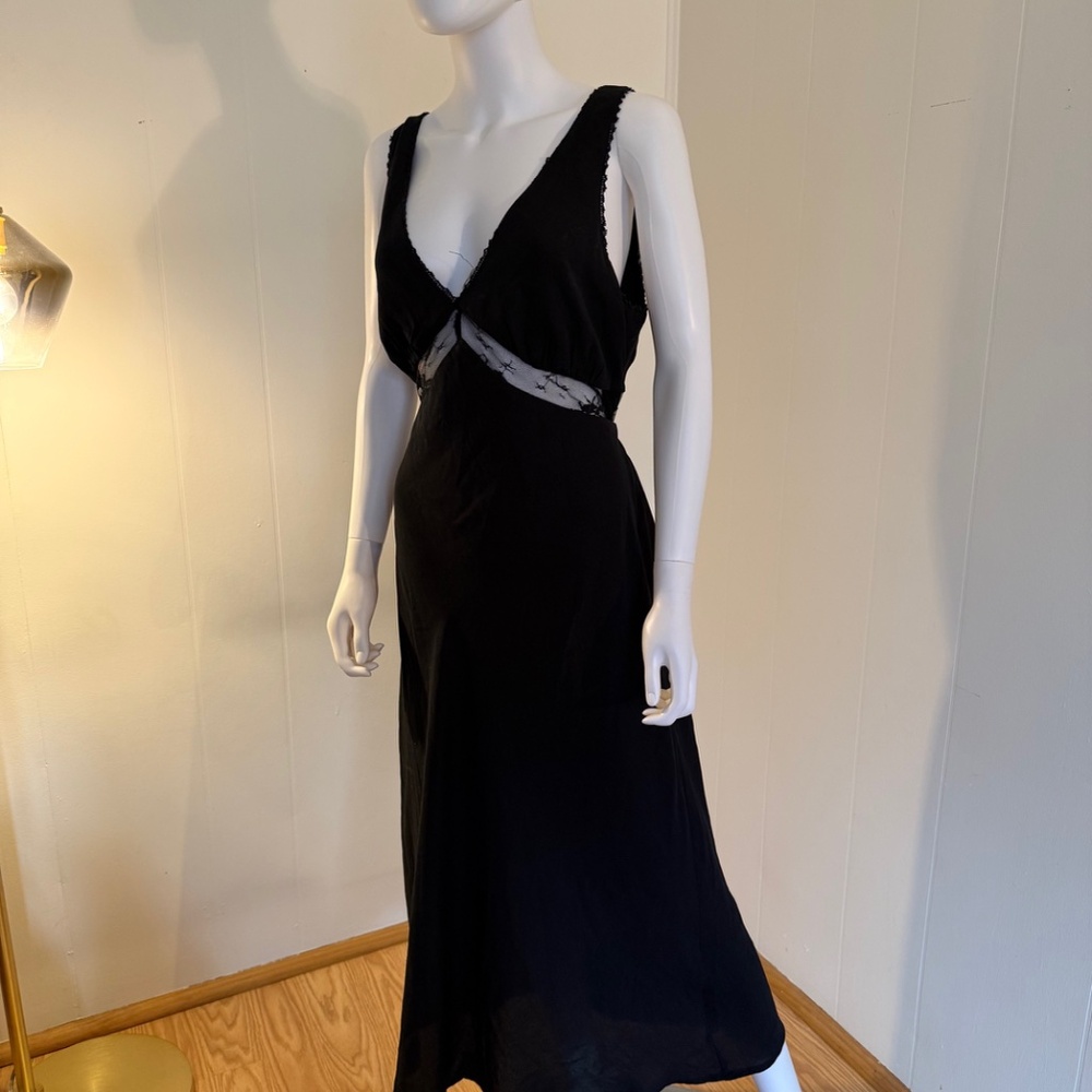 Wild Fable, Black, Long, Sleeveless, Lace, Back Tie, Large, Slip Dress, Target - Picture 2 of 5